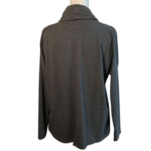 HARMONY BALANCE Cold Shoulder Cowl Neck Long Sleeve Top, Charcoal, Size L - Picture 7 of 7